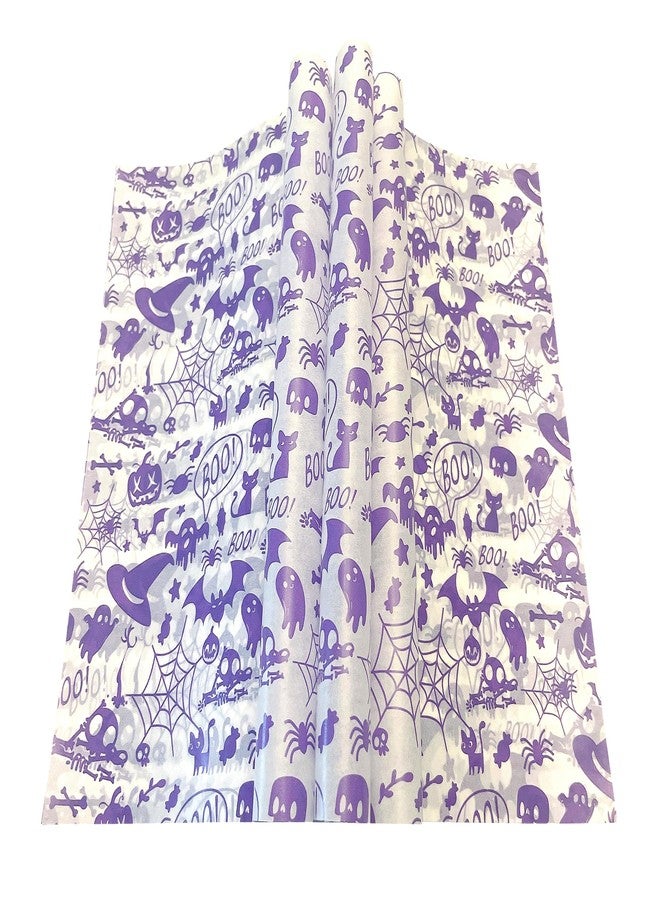 Suiwen 100pcs Halloween Wax Paper Sheet, Food Picnic Printed with Ghost, Spider, Pumpkin and Spiderweb, Greaseproof, Waterproof Dry Hamburger Liners Wrapping Tissue (Purple) - Image 2