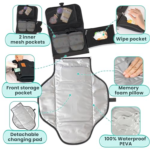 PILLANI Portable Changing Pad for Newborns, Travel Diaper Changing Pad - Waterproof, Foldable & Detachable Diaper Changing Station for Baby Registry Search - Image 4