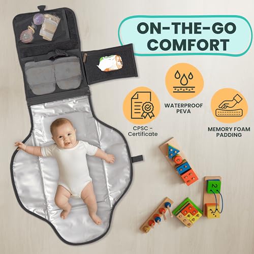 PILLANI Portable Changing Pad for Newborns, Travel Diaper Changing Pad - Waterproof, Foldable & Detachable Diaper Changing Station for Baby Registry Search - Image 2