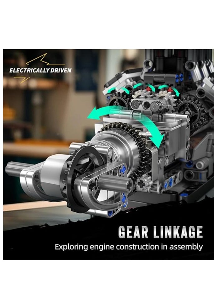 mould king V8 Engine Model Kit That Works for 14+ Kids Boys and Adults, 10206 MCL V8 DIY Car Engine Model Educational Experiment Toy, 737Pcs  - Image 2