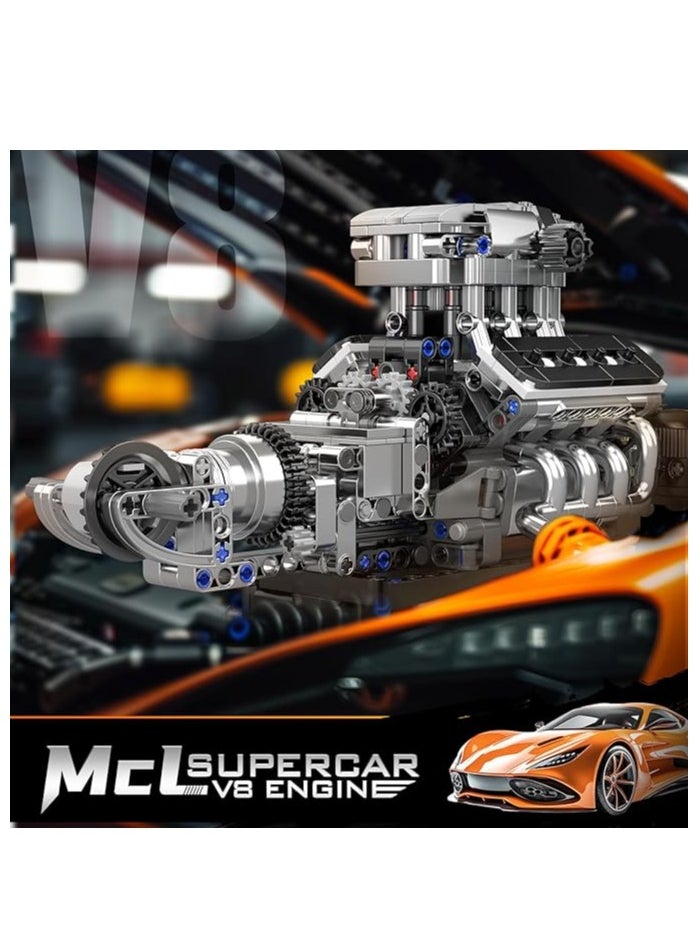mould king - V8 Engine Model Kit That Works for 14+ Kids Boys and Adults, 10206 MCL V8 DIY Car Engine Model Educational Experiment Toy, 737Pcs - Image 1
