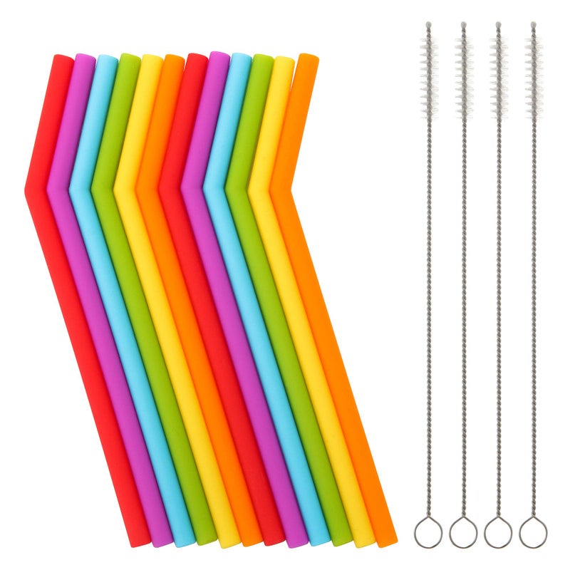 Veskaoty Reusable Silicone Straws for Toddlers  Kids  12 pcs Flexible Short Drink 67 Straws for 612 oz YetiRticOzark Tumblers  4 Cleaning Brushes  BPA free Ecofriendlyno Rubber Tast