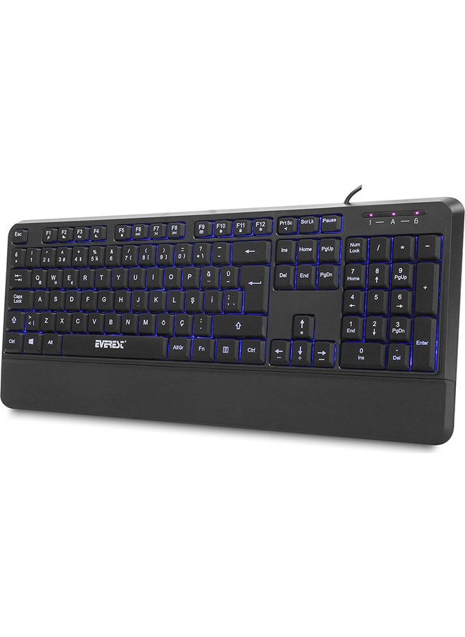 Everest KB-R61 BRIGHT Black USB 3 Color Illuminated Q Fixed Wrist Support Gaming Player Multimedia Keyboard  - Image 3