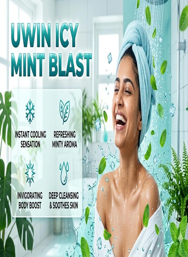 UWIN Icy Mint Blast Body Wash, -5°C Instant Chill Effect, Deep Hydration with Natural Mint Extracts, 250ml - Image 4