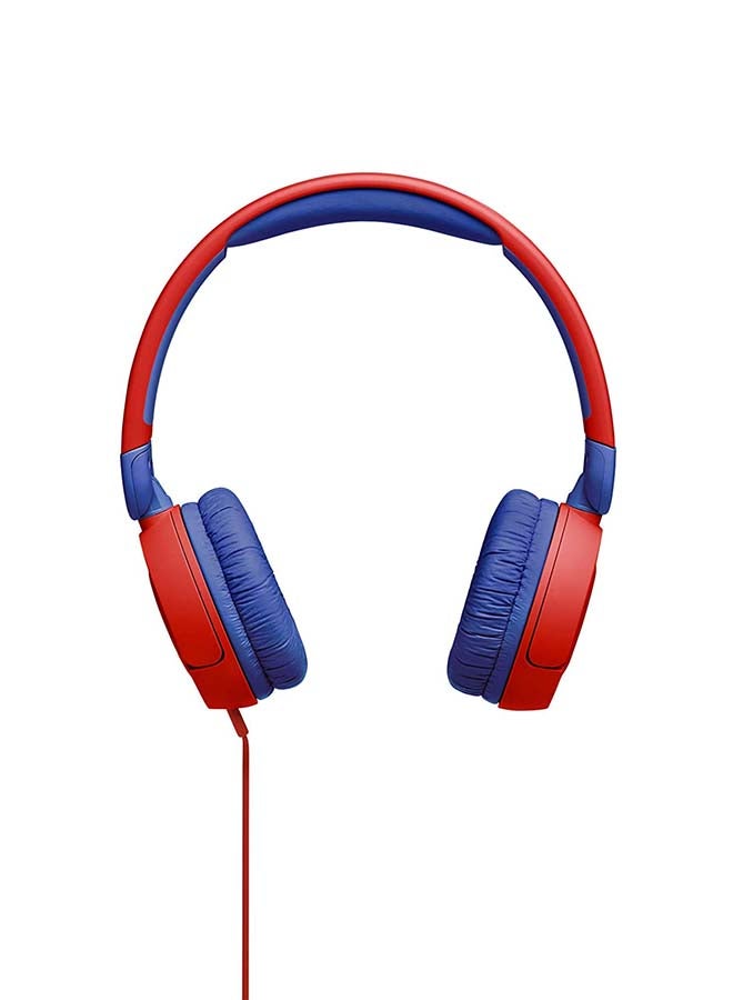 JBL Jr 310 Kid Wired On-Ear Headphones With Safe Sound - Built In Mic - Padded Headband - Ear Cushion - Flat Cable Red - Image 4