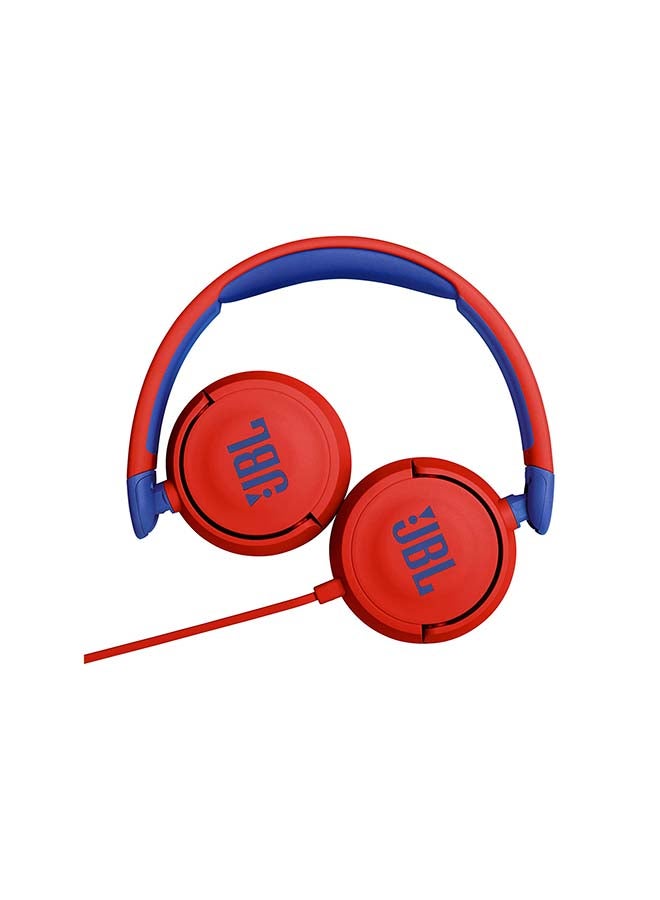 JBL Jr 310 Kid Wired On-Ear Headphones With Safe Sound - Built In Mic - Padded Headband - Ear Cushion - Flat Cable Red - Image 5