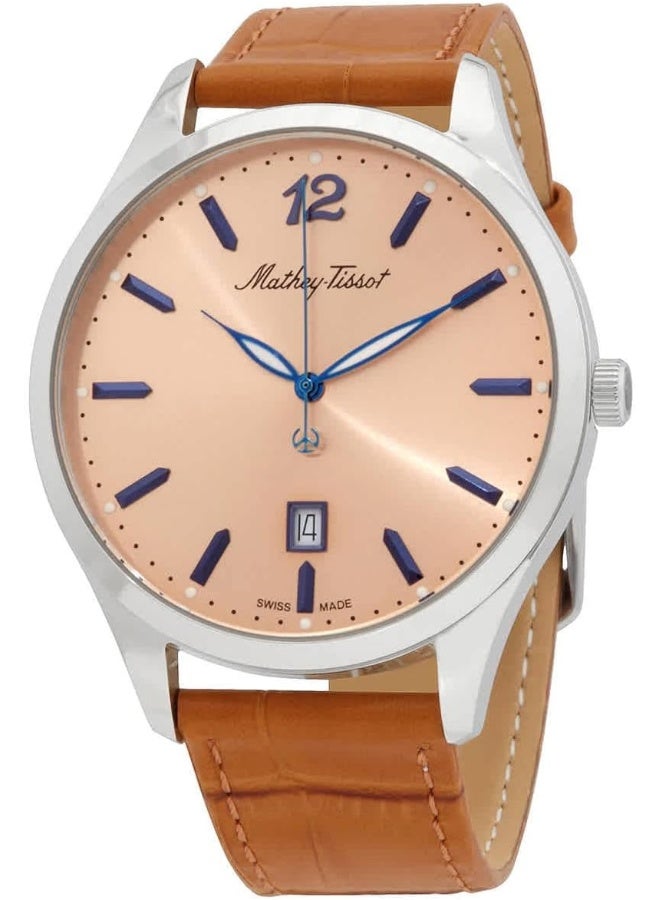 Mathey-Tissot ساعة ماتهي-تيستو أوربان كوارتز بقرص برتقالي للرجال H411SAL - Image 1