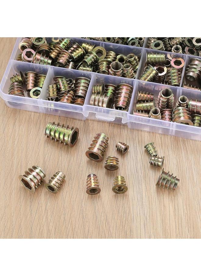 yongsheng - 230 Pcs Threaded Inserts Nuts, Threaded Wood Inserts Nuts Assortment Tool Kit, 11 Sizes Metric M4/M5/M6/M8/M10 Hex Socket Drive Furniture Screw - Image 1