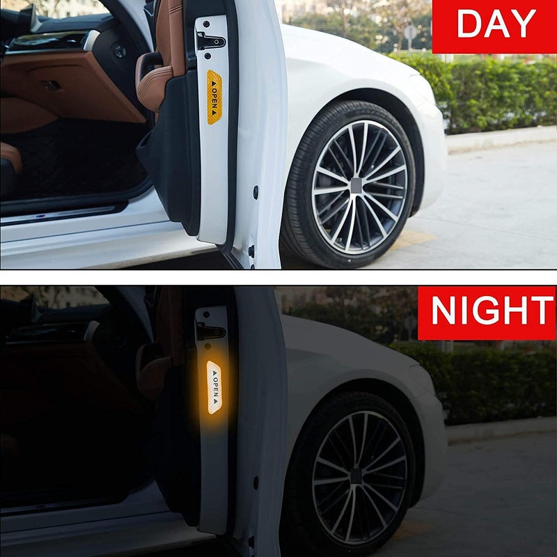 Careflection Shop360 Car Door Reflective Open Sign Fluorescent Warning Sticker Night Decal Anti-Collision Mark N66 high risk Safety(5 – Pieces), Universal Auto & Conspicuity nylon fabric Vinyl Strip (Fire Orange) - Image 5