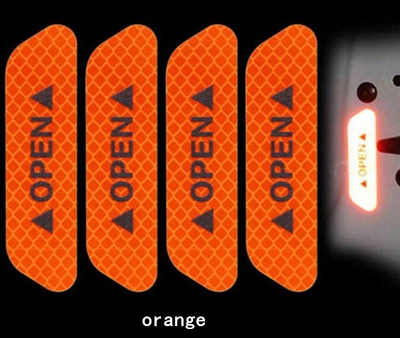 Careflection Shop360 Car Door Reflective Open Sign Fluorescent Warning Sticker Night Decal Anti-Collision Mark N66 high risk Safety(5 – Pieces), Universal Auto & Conspicuity nylon fabric Vinyl Strip (Fire Orange) - Image 2