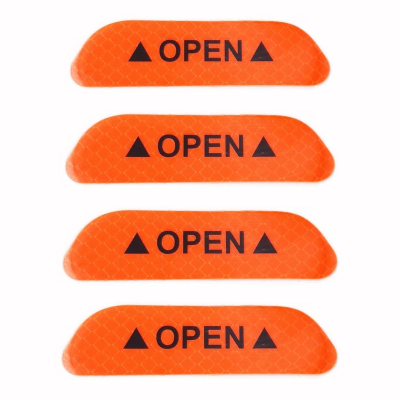 Careflection Shop360 Car Door Reflective Open Sign Fluorescent Warning Sticker Night Decal Anti-Collision Mark N66 high risk Safety(5 – Pieces), Universal Auto & Conspicuity nylon fabric Vinyl Strip (Fire Orange) - Image 1