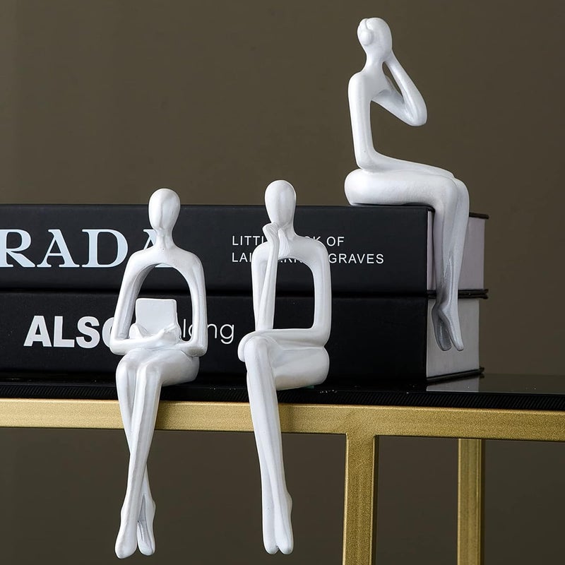 XINXUAN Periodic restock local White Abstract Resin Sculpture Ornament - Modern Art Figurine Home Decor Accent for Office, Bookshelf, TV Stand, Table - Living Room Decorations Dust proof - Image 5