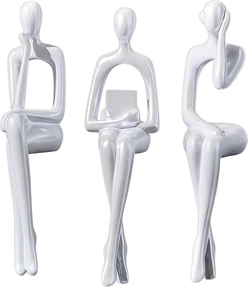 XINXUAN Periodic restock local White Abstract Resin Sculpture Ornament - Modern Art Figurine Home Decor Accent for Office, Bookshelf, TV Stand, Table - Living Room Decorations Dust proof - Image 1