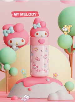 Jorunb Cute Water Bottle Cartoon Thermos Water Bottle Cute Insulated Water Bottle Stainless Steel Water Cup for Hot or Cold Drinks Adorable Travel Mug School Boys Girls 350ML/12.3oz (Pink)  - Image 2
