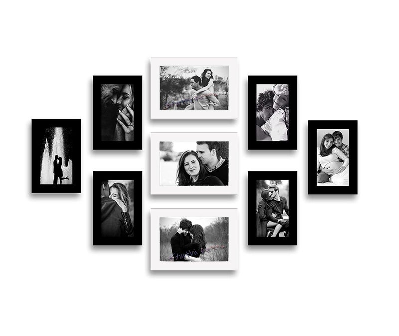 Stuthi Arts Wood MDF Photo Frame With Glass (9 Photos) Wall Mount, Rectangular, 5 x 7 inches (3 pieces), 4 x 6 inches(6 pieces) (Black & White) - Image 5