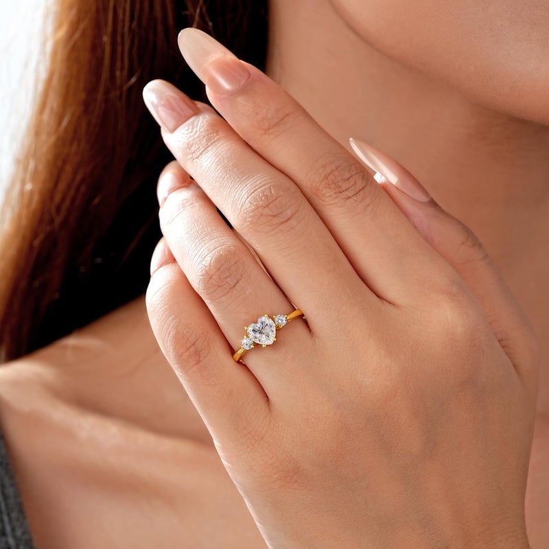 JIAOGE Promise Rings for Her - S925 Sterling Silver Moissanite Rings for Women Promise Ring Gold Engagement Rings for Women Wedding Ring Wedding Engagement Gifts for Women Jewelry Birthday Bride Gifts - Image 2