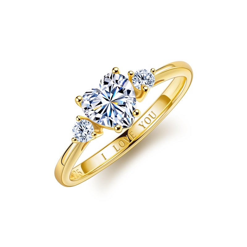 JIAOGE Promise Rings for Her - S925 Sterling Silver Moissanite Rings for Women Promise Ring Gold Engagement Rings for Women Wedding Ring Wedding Engagement Gifts for Women Jewelry Birthday Bride Gifts - Image 1