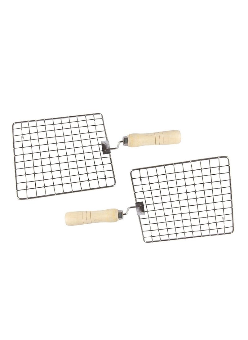 BLUE WONDER BLUE WONDER Stainless Steel Wooden Roasted Jali Square and Multicolour Pack of 2  - Image 2