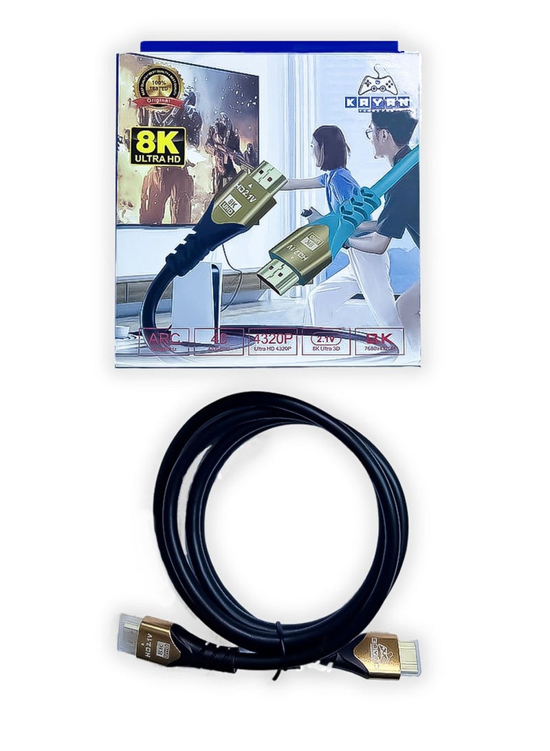 كايان كابل HDMI 2.1 فائق الدقة 8K - 48 جيجابت في الثانية، 4320 بكسل، HDR10، eARC، متوافق مع PS5/PS4/Xbox/TV/Projector - Image 2