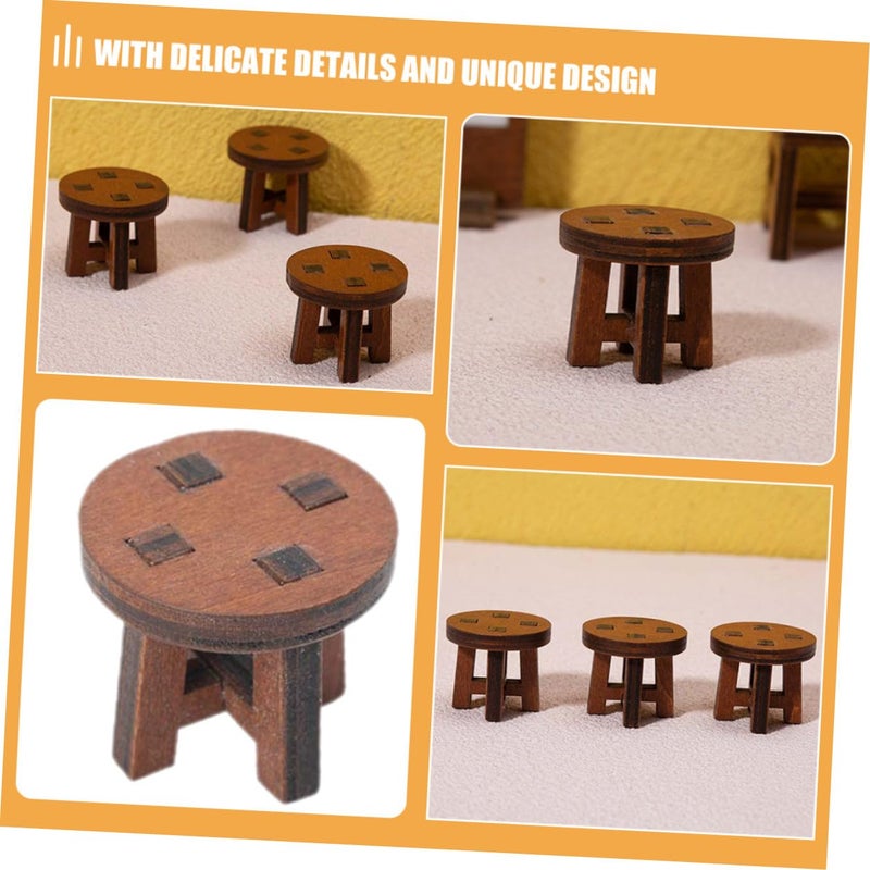 Mini Wooden Dollhouse Chairs Set of 4 Vintage Style Small Furniture Photography Prop - Image 4