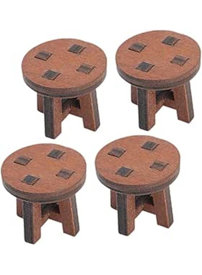 Mini Wooden Dollhouse Chairs Set of 4 Vintage Style Small Furniture Photography Prop - Image 1