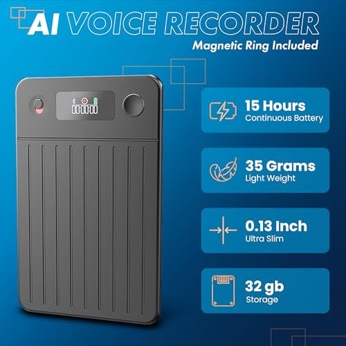 Herpla Note AI Voice Recorder with Playback | App Control | Transcribe & Summarize & Translate with AI Technology + Noise Cancelling | Ideal for Meetings, Calls & Interviews - Image 5