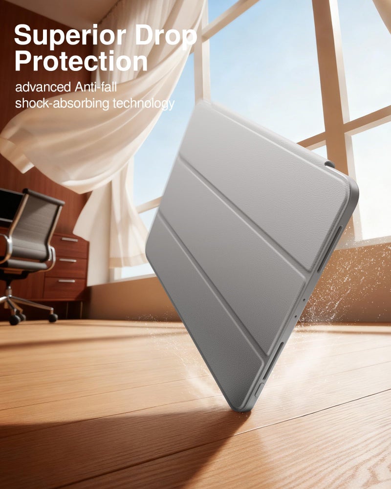 SMARTDEVIL for iPad Pro 11 inch Case (2025/2024),M4/M5 cover with pencil holder,Ultra-Slim Tri-Fold Stand Protective Cover,Anti-fall Shockproof Protection,Auto Wake/Sleepr,Touch ID Supportr,Light Gray - Image 5