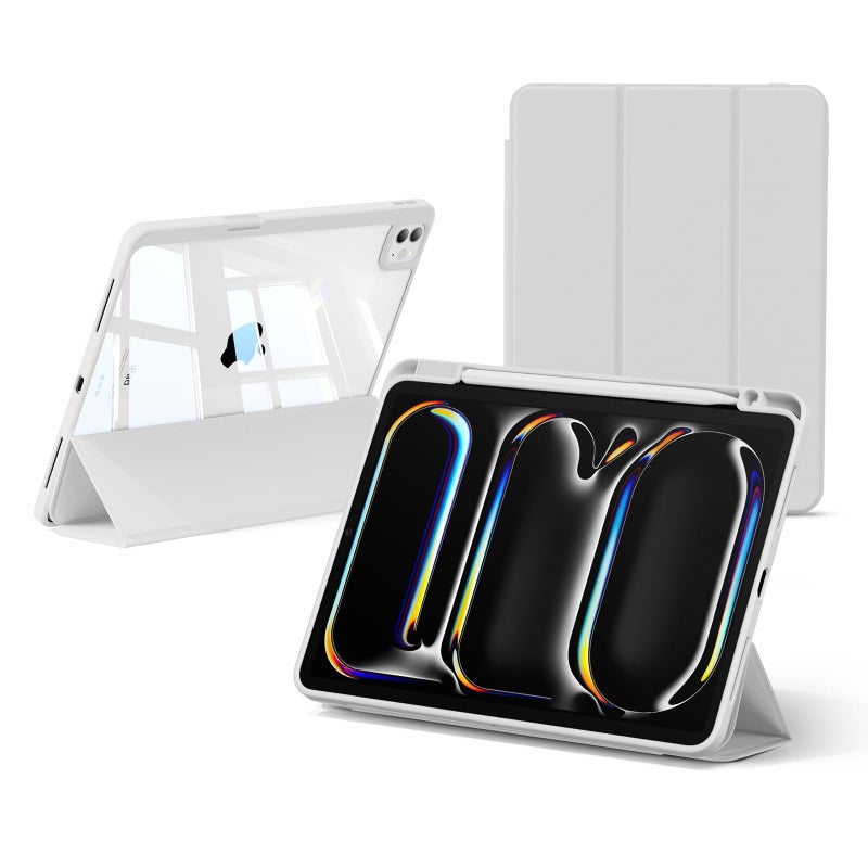 SMARTDEVIL for iPad Pro 11 inch Case (2025/2024),M4/M5 cover with pencil holder,Ultra-Slim Tri-Fold Stand Protective Cover,Anti-fall Shockproof Protection,Auto Wake/Sleepr,Touch ID Supportr,Light Gray - Image 1