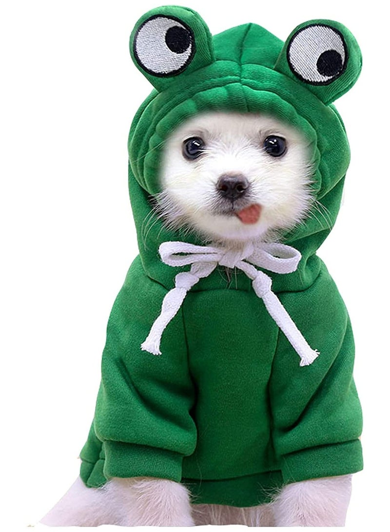 CMGTYYD Dog Hoodie, Dog Basic Sweater Coat Cute Frog Shape Warm Jacket Pet Cold Weather Clothes Outfit Outerwear for Cats Puppy Small Largr Dogs, Fleece Sweater Cartoon Clothing (Green, Size M) - Image 1