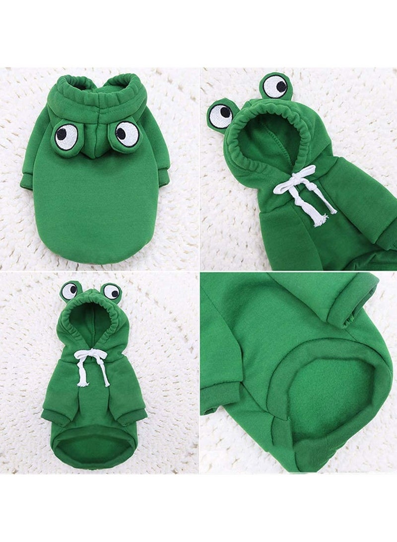 CMGTYYD Dog Hoodie, Dog Basic Sweater Coat Cute Frog Shape Warm Jacket Pet Cold Weather Clothes Outfit Outerwear for Cats Puppy Small Largr Dogs, Fleece Sweater Cartoon Clothing (Green, Size M) - Image 2