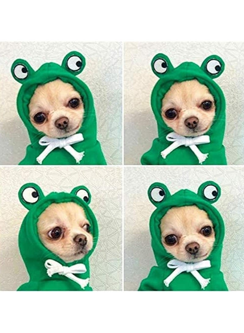 CMGTYYD Dog Hoodie, Dog Basic Sweater Coat Cute Frog Shape Warm Jacket Pet Cold Weather Clothes Outfit Outerwear for Cats Puppy Small Largr Dogs, Fleece Sweater Cartoon Clothing (Green, Size M) - Image 3