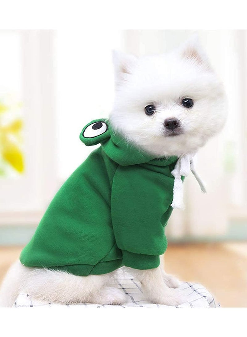 CMGTYYD Dog Hoodie, Dog Basic Sweater Coat Cute Frog Shape Warm Jacket Pet Cold Weather Clothes Outfit Outerwear for Cats Puppy Small Largr Dogs, Fleece Sweater Cartoon Clothing (Green, Size M) - Image 4