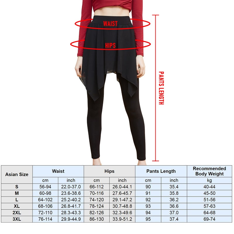 Women 2-in-1 Leggings Soft Modal Chiffon Skirt Asymmetrical Slim Dance Yoga Pilates Ballet Jazz Latin Crop Pants - Image 2