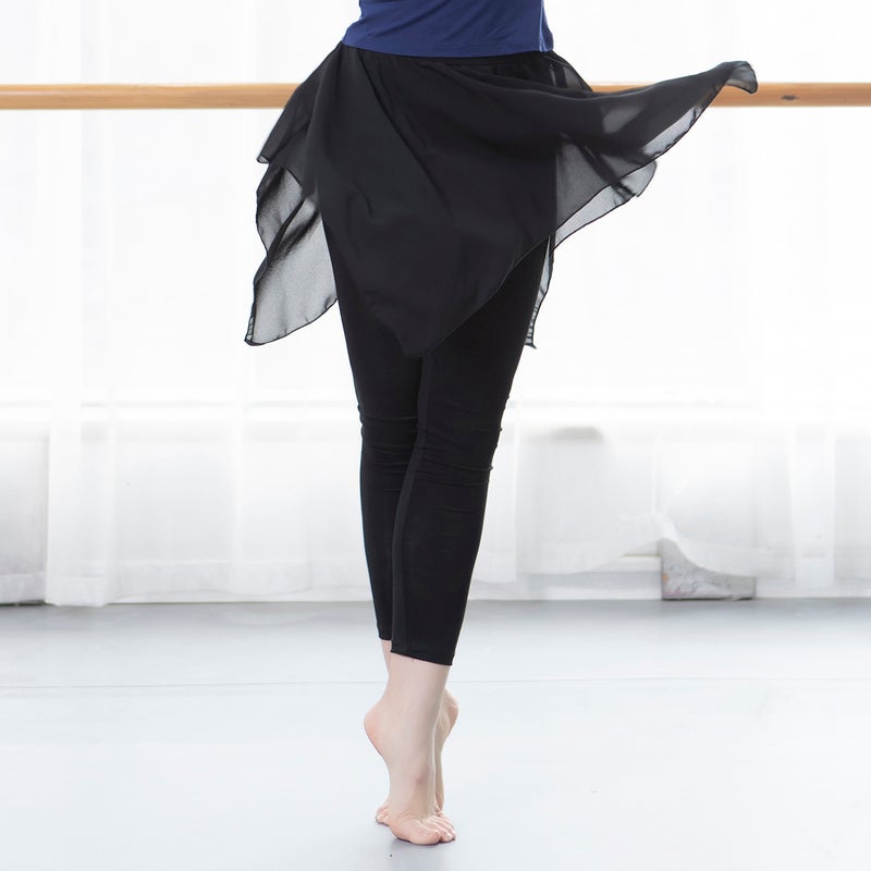Women 2-in-1 Leggings Soft Modal Chiffon Skirt Asymmetrical Slim Dance Yoga Pilates Ballet Jazz Latin Crop Pants - Image 5