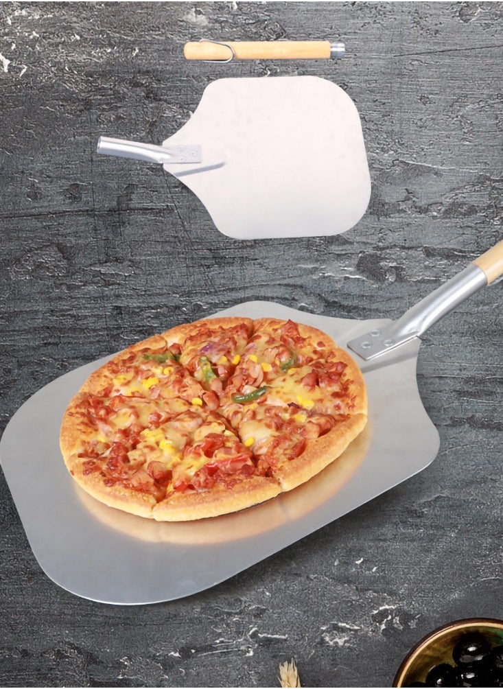 LENND - Premium Aluminum Pizza Peel With Detachable Beech Handle, 30.5 * 65cm, Convenient To Store, Good Helper For Baking, Homemade Pizza And Bread - Image 1