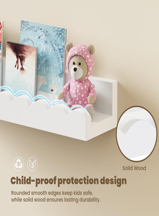 Yirilan 3-Pack Scalloped Shelves, Nursery Shelves for Wall, Floating Nursery Book Shelves for Kids, White - Image 3