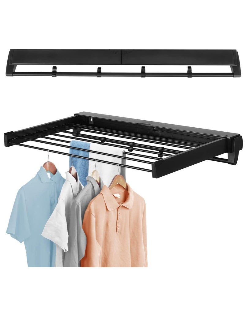 VUCATIN Clothes Drying Rack Wall Mounted  Collapsible Laundry Drying Rack, Foldable Clothing Drying Rack for Indoor Outdoor Organization (Black) - Image 1