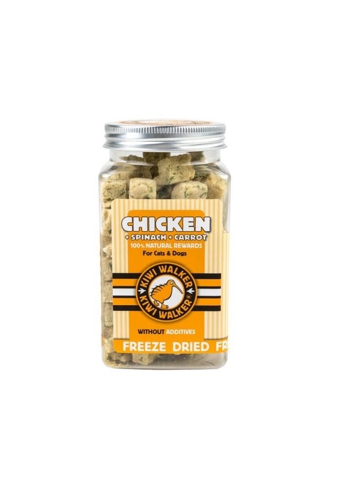 KIWI WALKER Freeze Dried Chicken, Spinach & Pumpkin Treats for Cats and Dogs - 65g