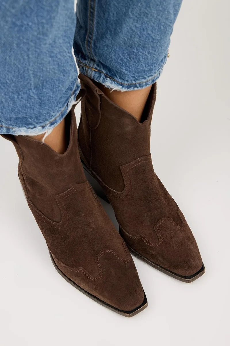 Manijero Manijero Ellinor Women's Genuine Leather Western Brown Boots