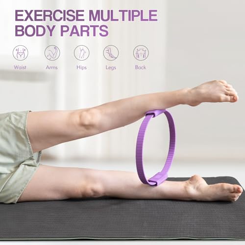 LTHTRADE Pilates Ring, 13.5 Inch Magic Circle Ring for Toning Thighs, Legs, Arms & Core, Pilates Ring Circle Yoag Fitness Equipment for Women (Purple) - Image 4