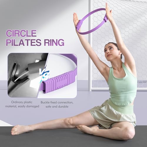 LTHTRADE Pilates Ring, 13.5 Inch Magic Circle Ring for Toning Thighs, Legs, Arms & Core, Pilates Ring Circle Yoag Fitness Equipment for Women (Purple) - Image 2