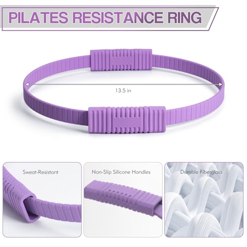 LTHTRADE Pilates Ring, 13.5 Inch Magic Circle Ring for Toning Thighs, Legs, Arms & Core, Pilates Ring Circle Yoag Fitness Equipment for Women (Purple) - Image 5