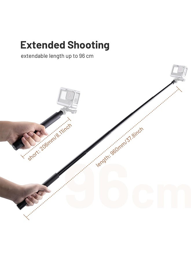 بجي تك عصا سيلفي قابلة للتمديد من PGYTECH بطول 96 سم، حامل دراجة نارية بواجهة قياسية 1/4 من سبائك الألومنيوم لكاميرات الحركة Insta360 - Image 2