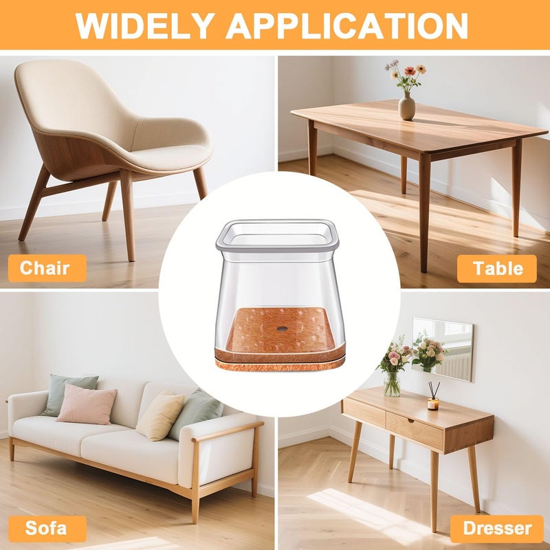Rusido Chair Leg Floor Protectors Square, Silicone Chair Leg Protectors for Hardwood Floors, Chair Leg Caps Covers Protect Wooden Floors from Scratching 20 Pcs X-Large (Fit:1-5/8" ~ 2") - Image 5