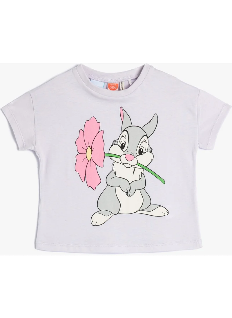 KOTON Koton Bambi T-Shirt Thumper Rabbit Printed Short Sleeve Crew Neck