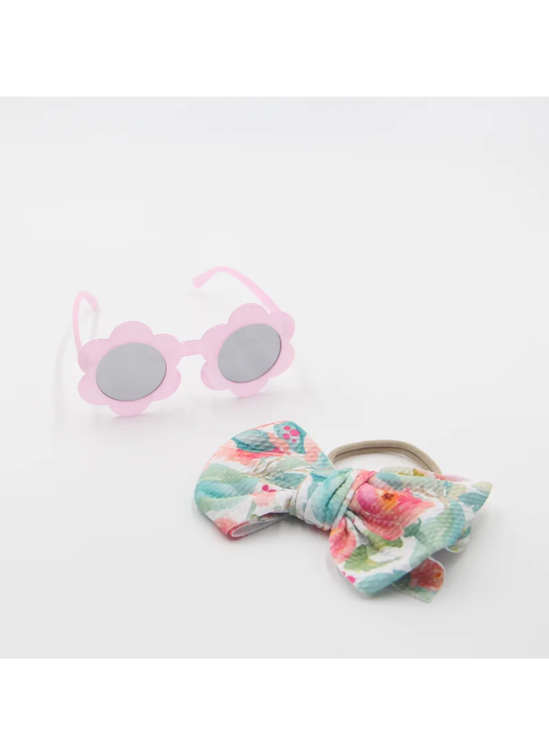 D'Daniela Hawaiian Glasses and Headband Set For Babies and Girls Pink with Flower Colour