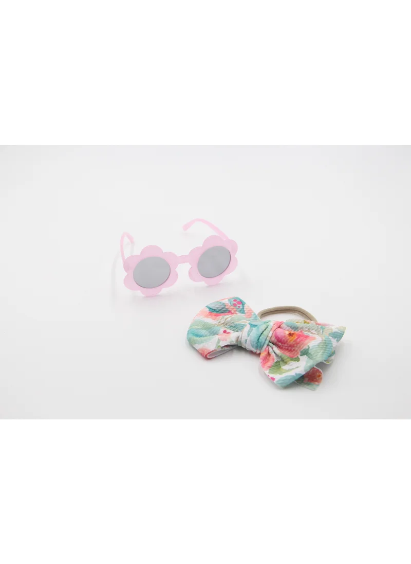 D'Daniela Hawaiian Glasses and Headband Set For Babies and Girls Pink with Flower Colour