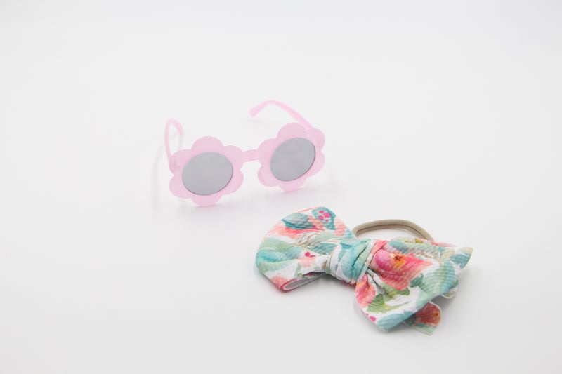 D'Daniela Hawaiian Glasses and Headband Set For Babies and Girls Pink with Flower Colour - Image 1