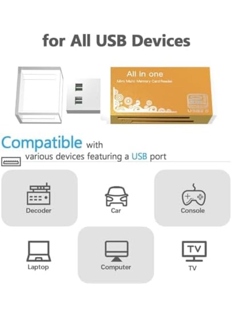 SYOSI Micro SD Card Reader USB 2.0, 4 Slot 4-in-1 USB Adapter for MS Duo/Pro, M2, SDXC, SDHC, MMC, RS-MMC, Micro SDXC, Micro SDHC and TF Card, 480Mbps, Compatible WIN XP 7 8 10 11, Mac, Linux, Vista, Yellow - Image 4
