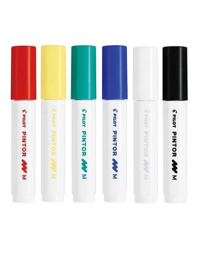 Pilot Pintor Basic Water Based Paint Markers Set of 6 Medium 1.4mm Tip - Image 4